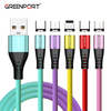 A08M01 Soft Liquid Silicone USB Cable Macaron Color Charging 3 in 1 Magnetic Charging 1M2M Cable for Micro Type C for Ios