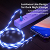A03M05 540 Degree Flowing Led Luminous Glow Flowing Magnetic Charging 3 in 1 Cable 3A Data Cable