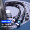 A02M11 PD100W Six in One Magnetic Charging Cable Designed for Laptop Macbook 5A Super Fast Charging Speed
